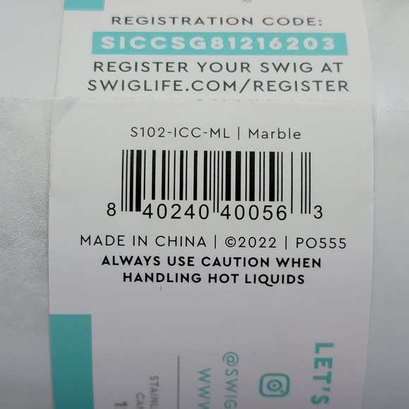 Swig Life Standard 12 oz Can + Bottle Cooler Marble NWT - Picture 2 of 2